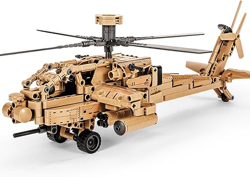 SEMKY Serie Militar AH-64 Helicóptero Gunships Apache Air Force Juego de bloques de construcción (651 piezas) - Juguetes de construcción y