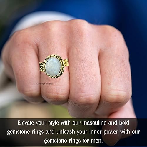 Miniatura 7 de Rainbow Moonstone Rings for Women and Teen Girls - Gold Rainbow Moonstone Crystal Ring Birthstone Jewelry - Healing Crystal Gifts for Her, Mothers