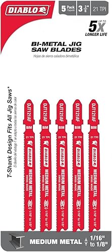 Miniatura 2 de Diablo Hojas de sierra caladora bimetálicas para metal mediano - 3-5/8", 21 TPI, paquete de 5 - DJT121AF5