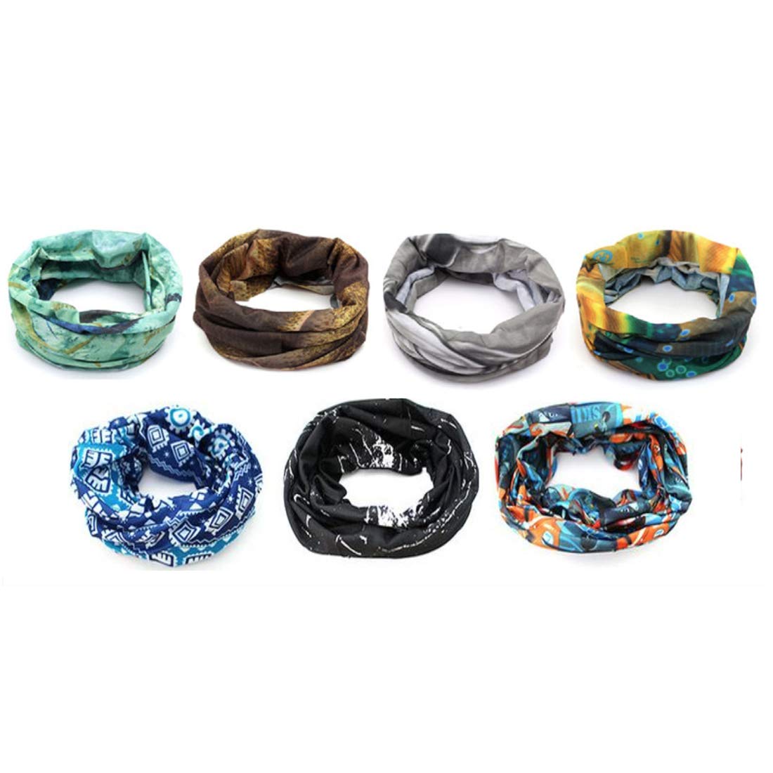 Unisex Head Wrap Bandana (Multicolour, Free Size) - Pack of 7