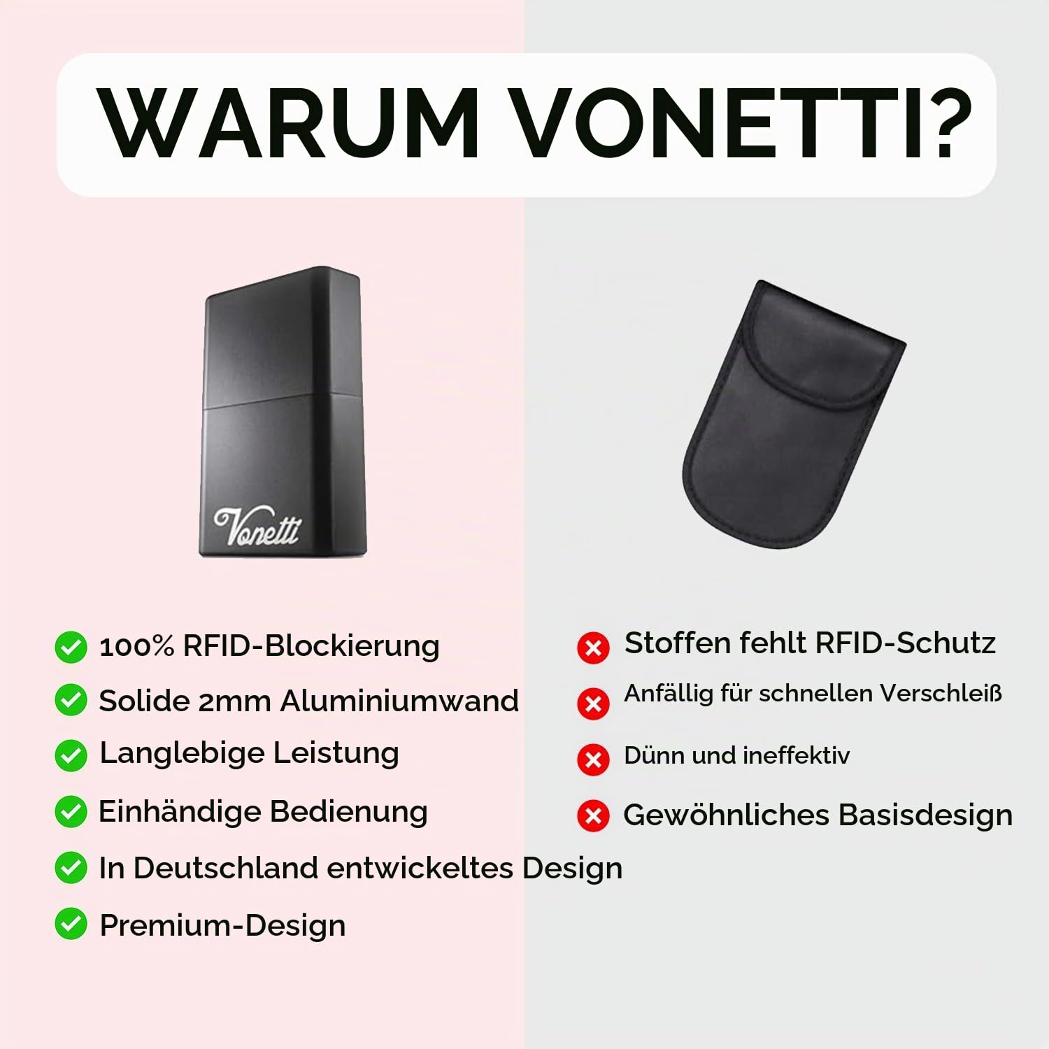 VONETTI Grande - Keyless Go Schutz, Autoschlüssel Box, RFID Blocker Autoschlüssel, Keyless Box, Keyless Go Schutz