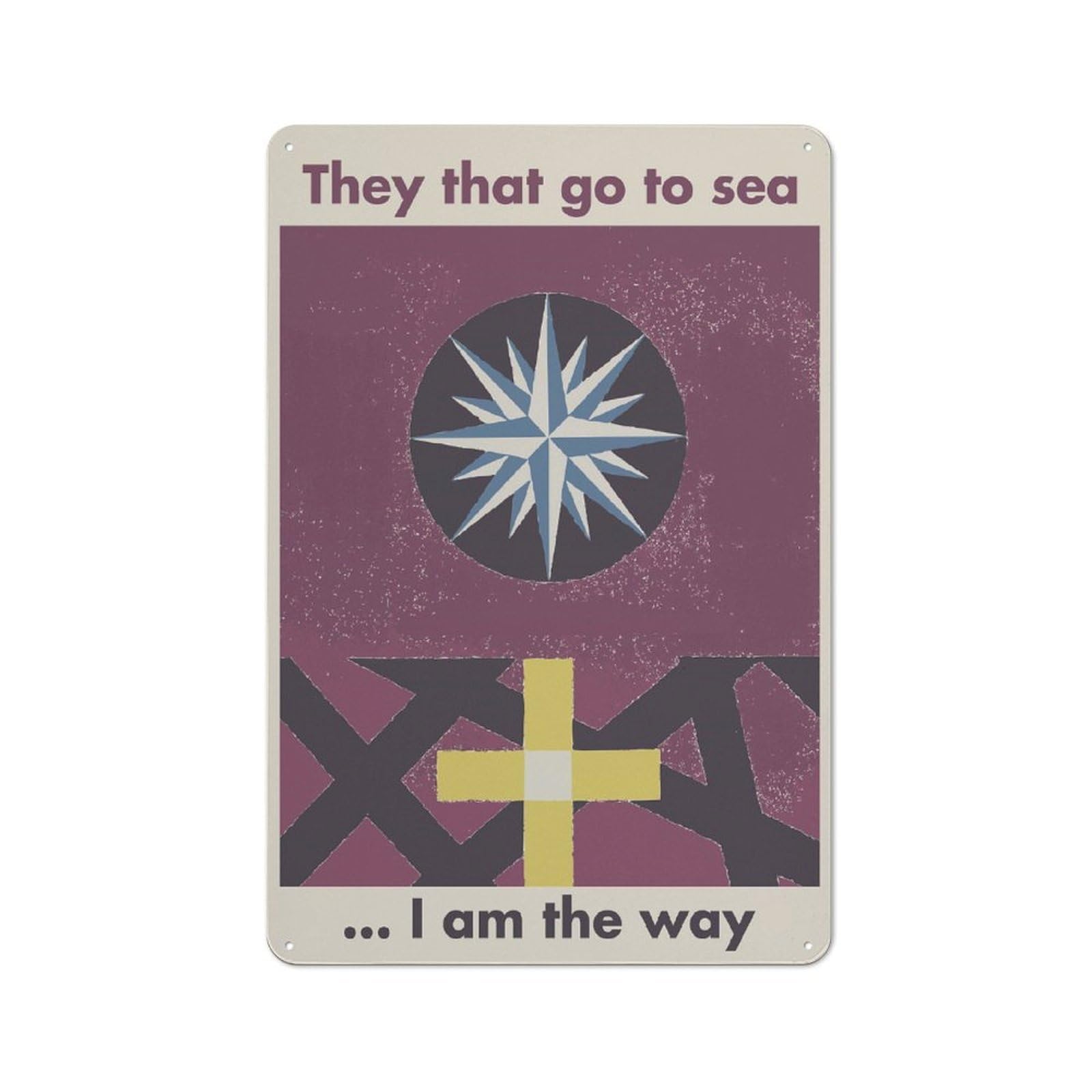 Retro Metal Plaque 30x20cm Featuring SEA CROSS, Bistro Wall Plaque for Bakery, Diner, Cafe Or Family Room