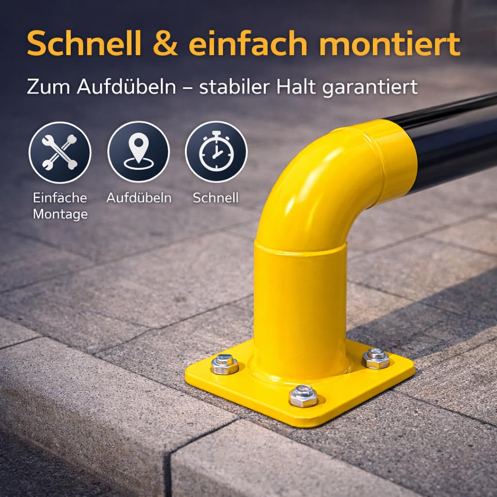 Arceau de protection 100 cm - Protection maximale pour l'entrepôt et l'allée - Coins de protection solides en acier pour étagères, étagères hautes, cour et garage (arceau de protection 100 cm)