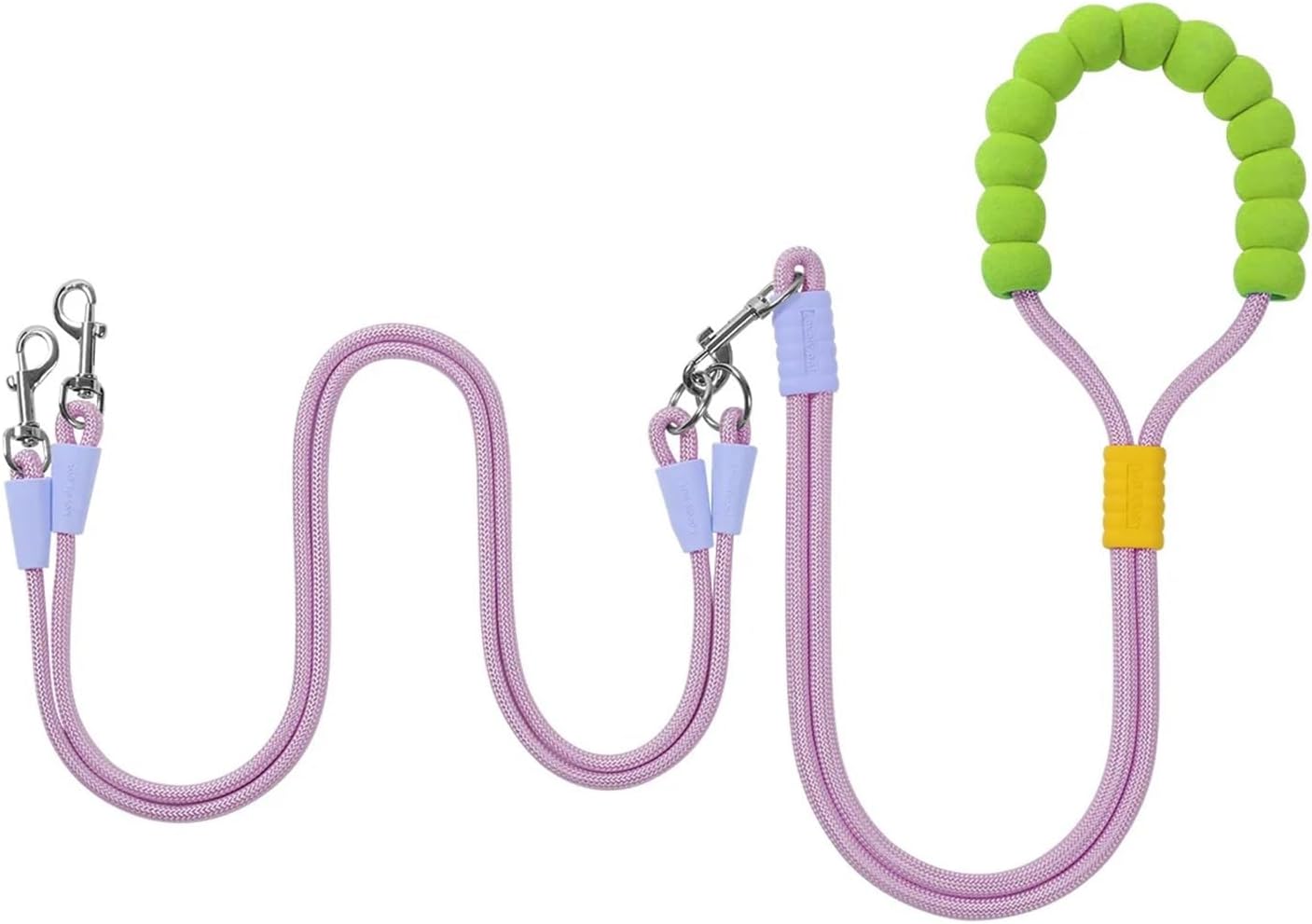 Hands Free Double Dog Leash Wear-Resistant Adjustable 360° Swivel No Tangle with Padded Handles for Pet Walking Supplies(Purple)