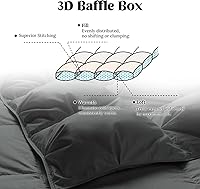 Vista 5 de PureDown® Edredón de plumón de ganso gris tamaño king de 800 de potencia de relleno, 100% algodón para todas las estaciones, edredón de 700 hilos