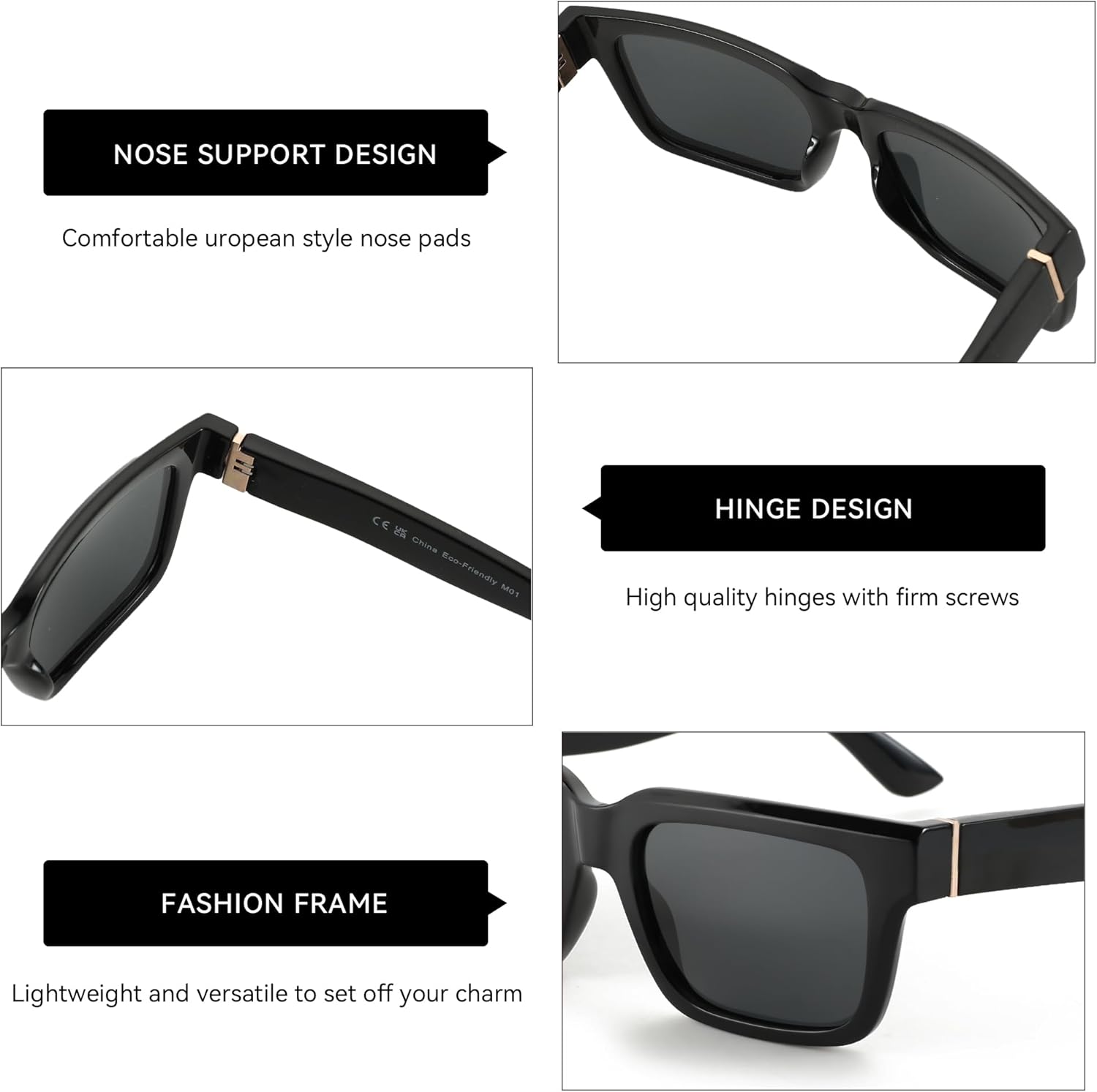 ZENOTTIC Rectangle Sunglasses for Men Women Polarized UV400 Protection Classic Trendy Driving Sun Glasses - Image 4
