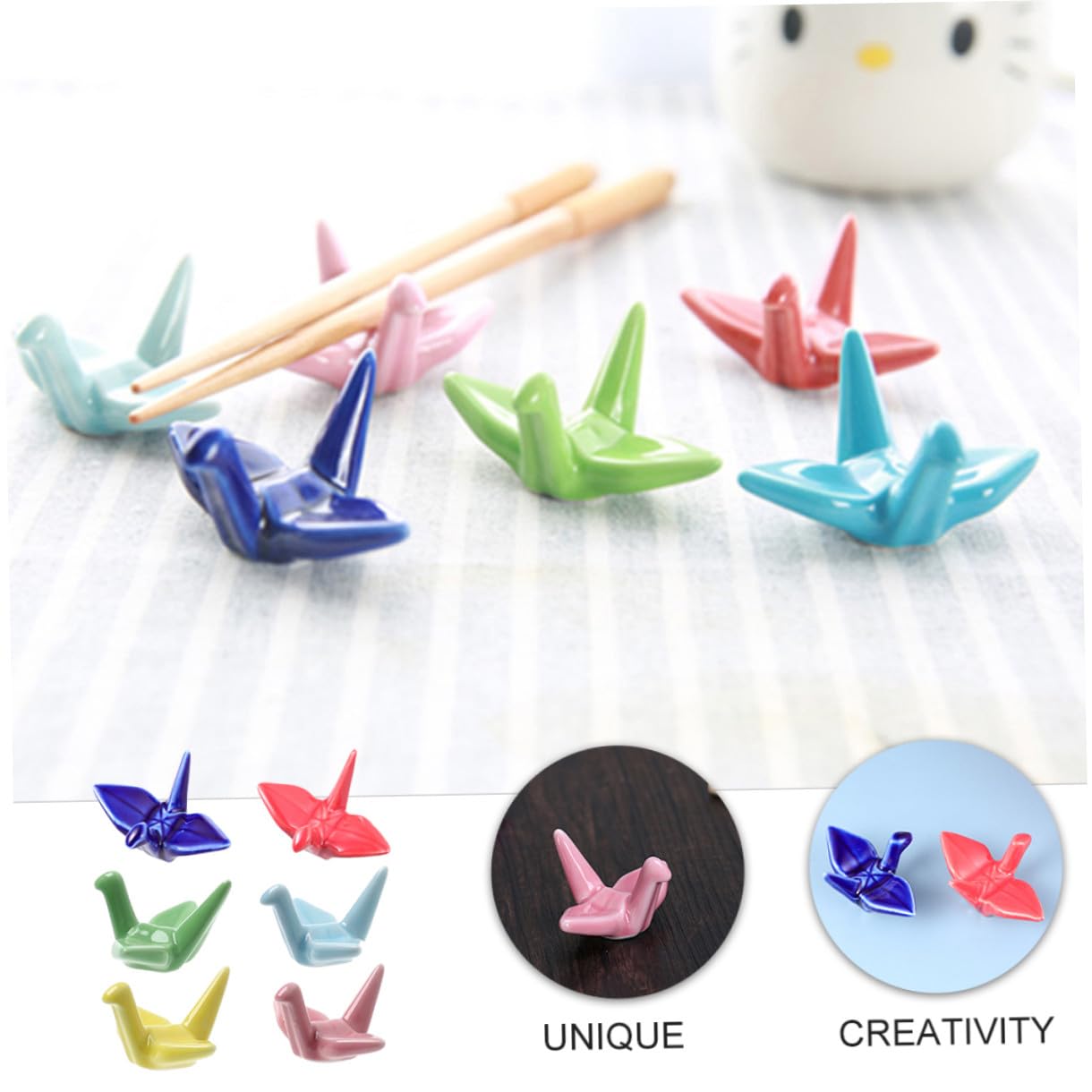 DOITOOL 24 Piezas Soporte para Palillos Cerámico Japonés, 12 Unidades Color Mixto, Reposa Palillos Pequeño y Fácil de Limpiar para Utensilios de Cocina y Adorno de Escritorio