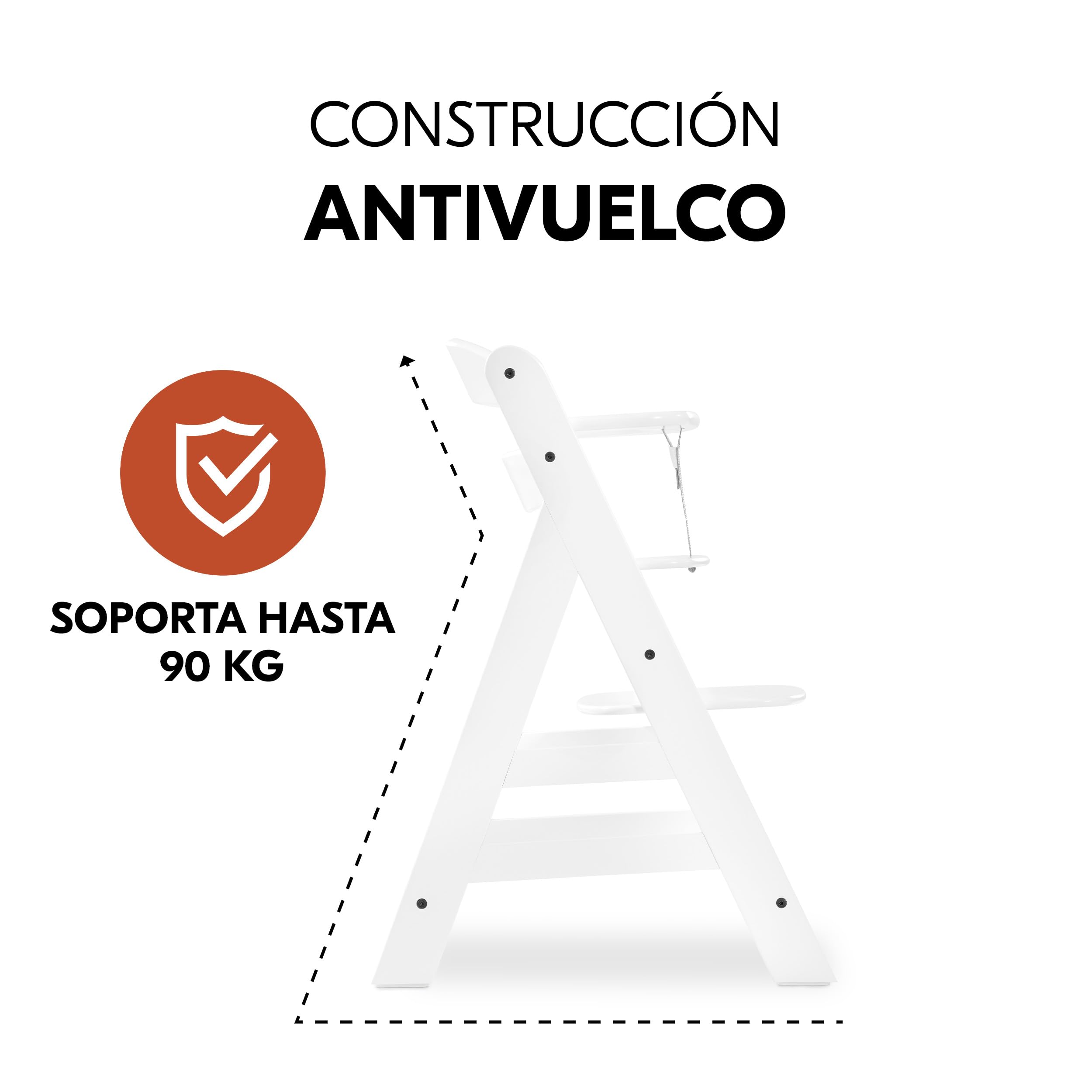 hauck Trona Evolutiva Madera Alpha+ Newborn Set con 2in1 Bouncer - Blanco | Trona de Madera con Hamaca Bebé Apta desde el Nacimiento y Cojín de 2 Piezas