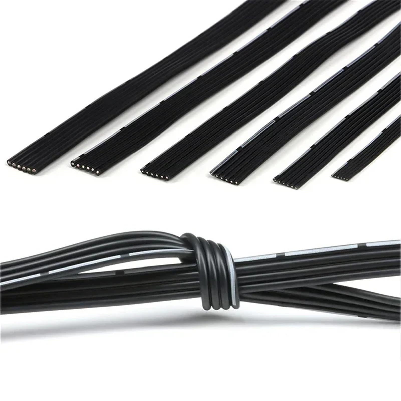 Câble parallèle souple en silicone - 2P à 10P, câble en cuivre étamé 30 AWG, tension nominale de 600 V, isolation en caoutchouc, 1 pièce(10Px5m)