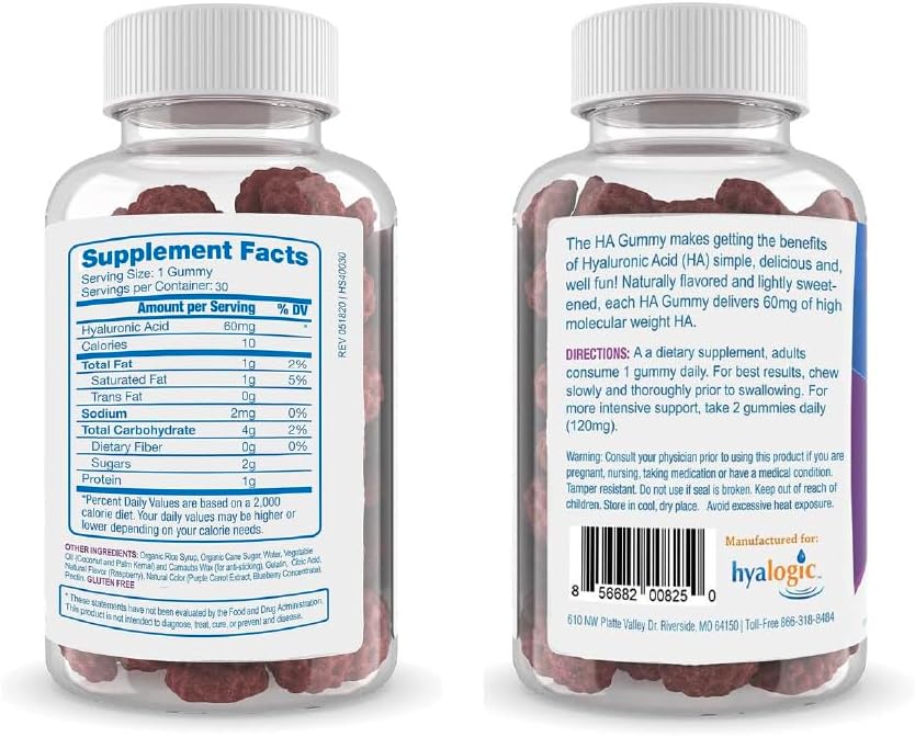 Hyalogic Hyaluronic Acid Gummies – Supplement for Joint, Skin & Eyes – Mixed Berry Flavor – Gummy Vitamins for Women & Men – Gluten-Free, Non-GMO, 30 Count - Image 5
