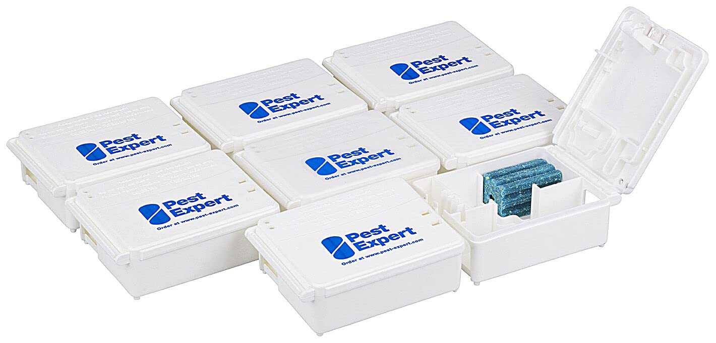 Pest Expert Mouse Poisoning Bait Boxes for Indoors – Heavy duty, Reusable & Locking – for Mouse Poison Bait Blocks and Pasta Paste Bait (Pack of 8) (Mouse Bait Boxes x 8)