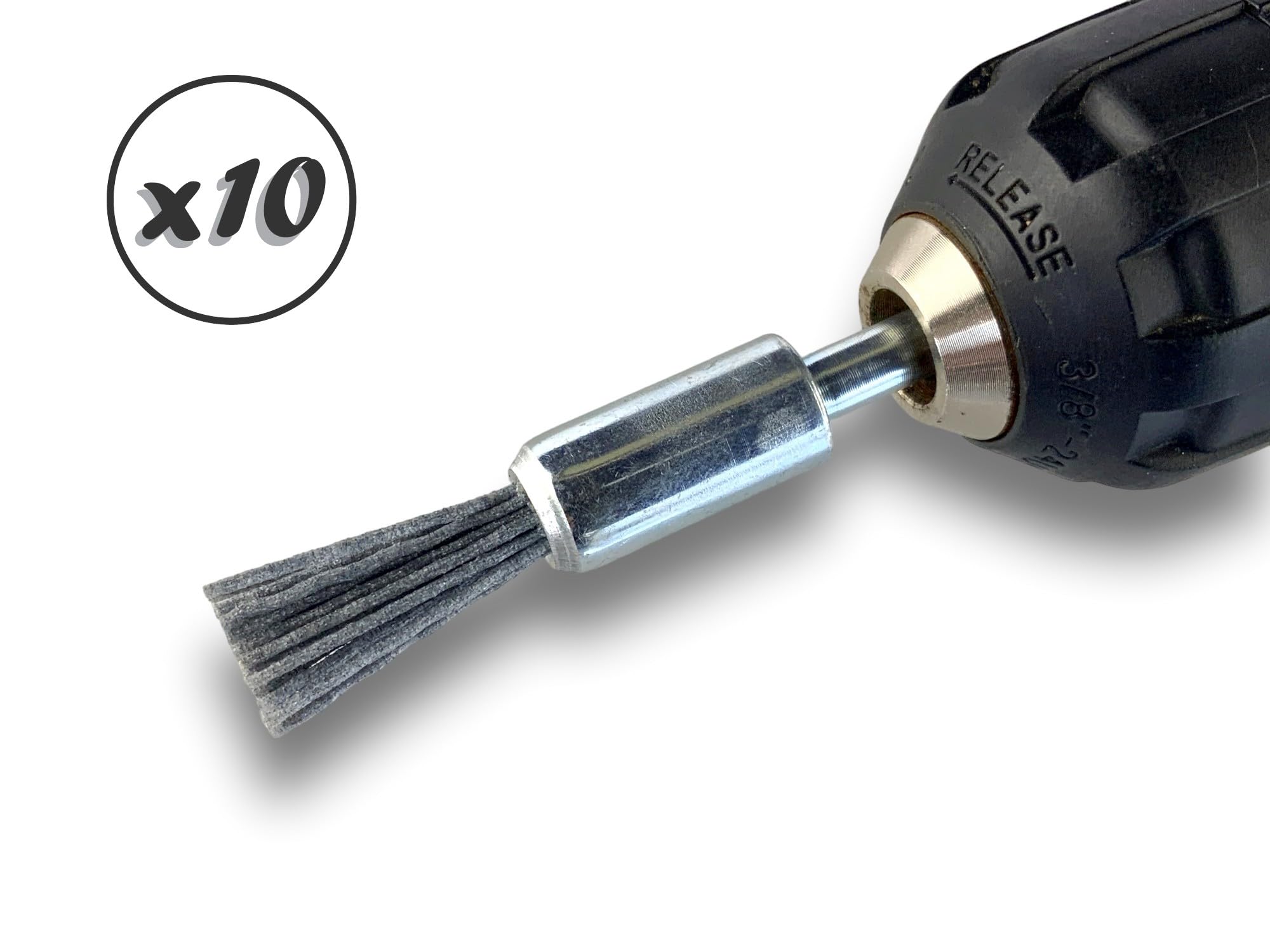 10 sztuk metalowych końcówek obrotowych | Ø 12 mm | wypełnienie NYLON węglik krzemu materiał ścierny ziarnistość 120 | do wiertarek lub wiertarko-wkrętarek | szczotki i bejce | KIBROS 20KR12_120 x 10