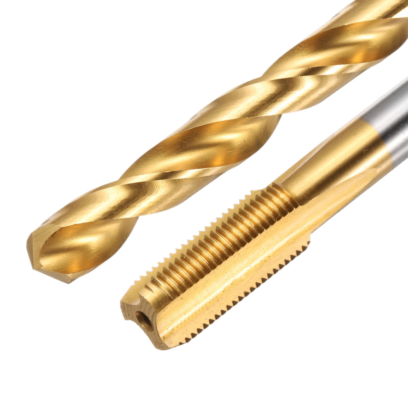 Set di Maschi e Punte da Trapano, 1 Maschio filettato a scanalatura Dritta M8 x 0,75 e 1 Punta elicoidale da 7,2 mm, Kit di Utensili per Filettatura HSS-6542 Rivestiti in Titanio