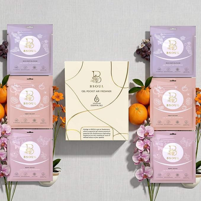Image of BSOUL Gel Pocket Bathroom Air Freshener Pack of 2 | 3 Pcs Each (6x10g) | Toilet & Room Odor Remover | Lasts Up to 30 Days Fragrance