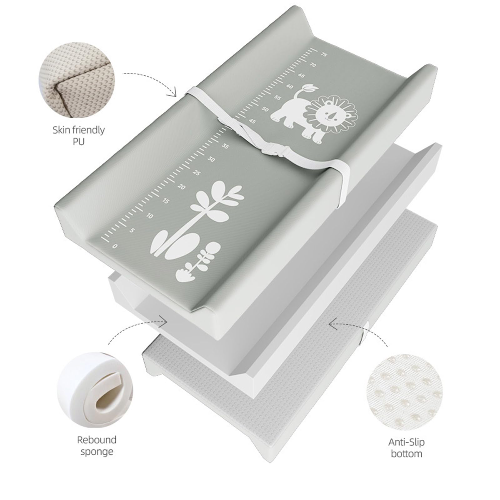 Funda impermeable para cambiador con diseño de leones con correas elásticas para protección contra fugas y funda cómoda para bebé para pañales