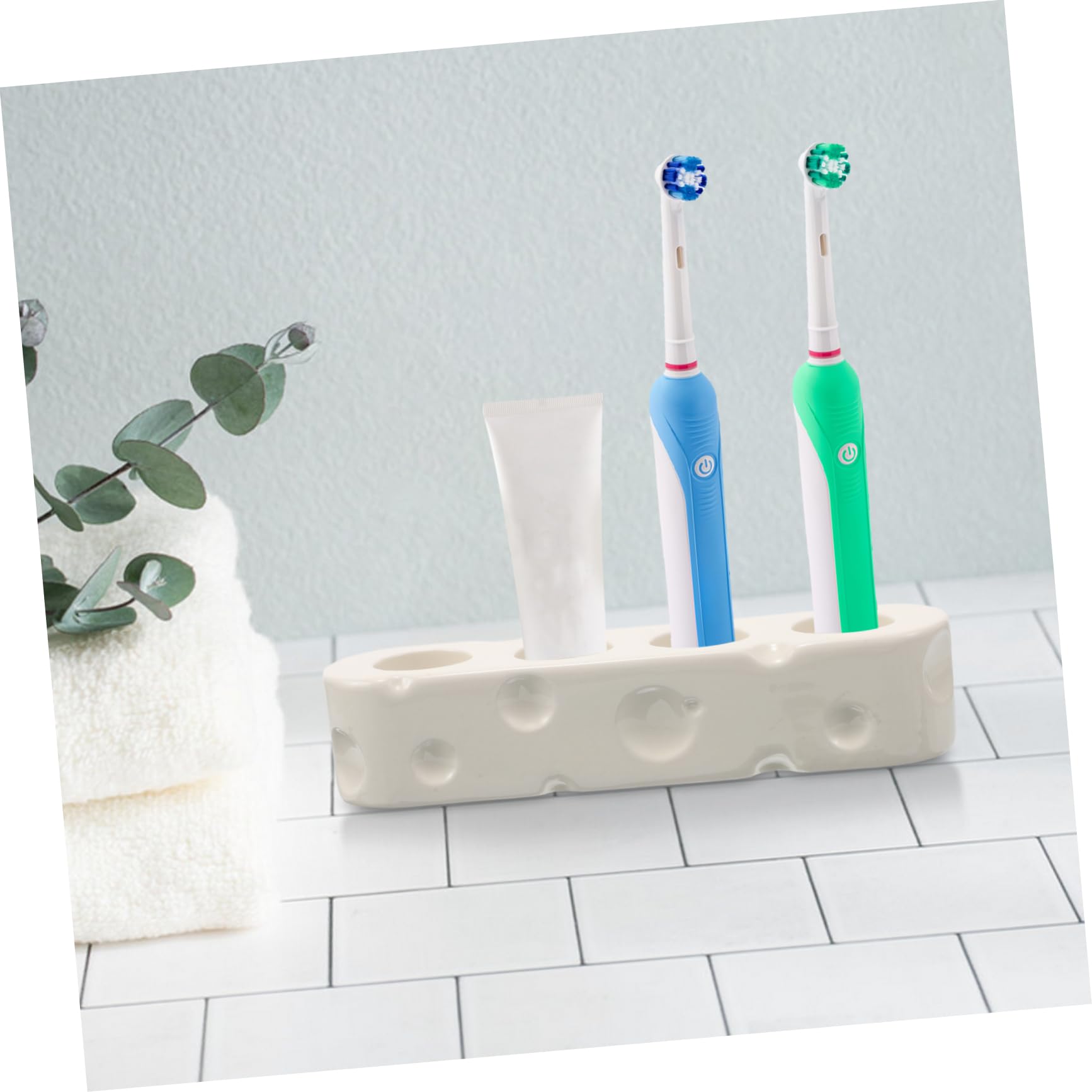 Support Brosse à Dents Électrique en Céramique, Base Blanche