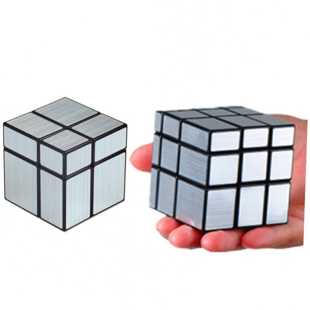 CuberSpeed Bundle 2x2 Mirror Black Body with Silver and Mofangge 3x3 Mirror Blocks Silver Magic Cube Puzzle