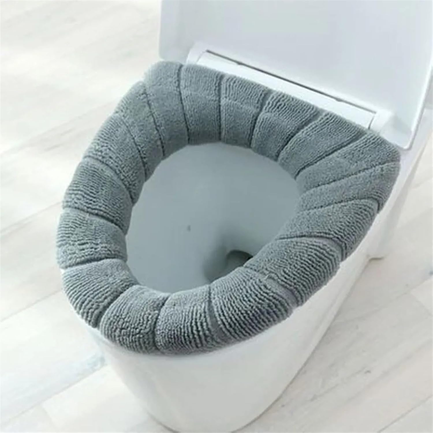 2 fundas de asiento de inodoro lavables, suaves y elásticas, para decoración del hogar, almohadillas de inodoro grises para mayor comodidad y estilo