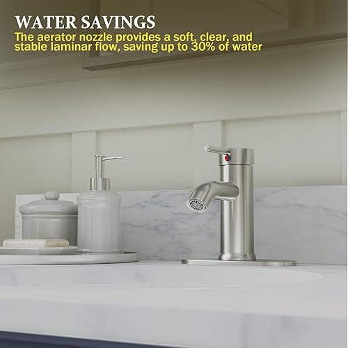 Miniatura 6 de Canilla monomando Greenspring para lavamanos de baño, de acero inoxidable, G-89054N