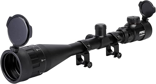 PINTY 6-24x50 AO Rifle Scope with Dual 1" Scope Mount Rings for 20mm Picatinny Rail, Hunting Rifle Scope Rangefinder Mil Dot with RG Illuminated