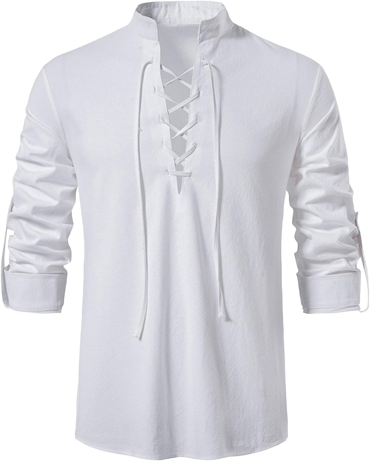 Mens 2025 Vintage Long Sleeve Lace Up Pirate Tops Medieval Shirts Renaissance Costume for Halloween Viking Clothing