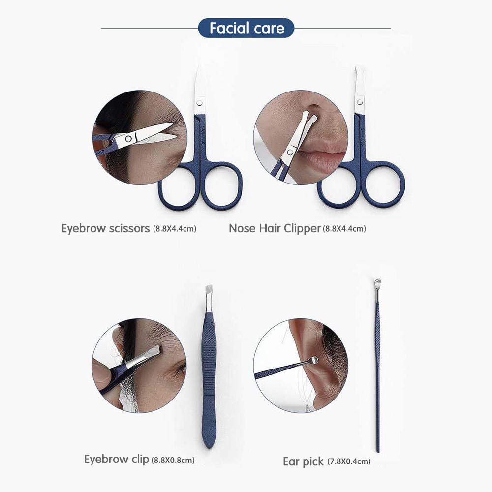 Professionelles Nagelknipser-Set, scharfer Nagelschneider aus Edelstahl, Pediküre- und Maniküre-Set mit Cortex-Metallgehäuse für Unisex-Blau_4-teiliges Set (Blau 16)