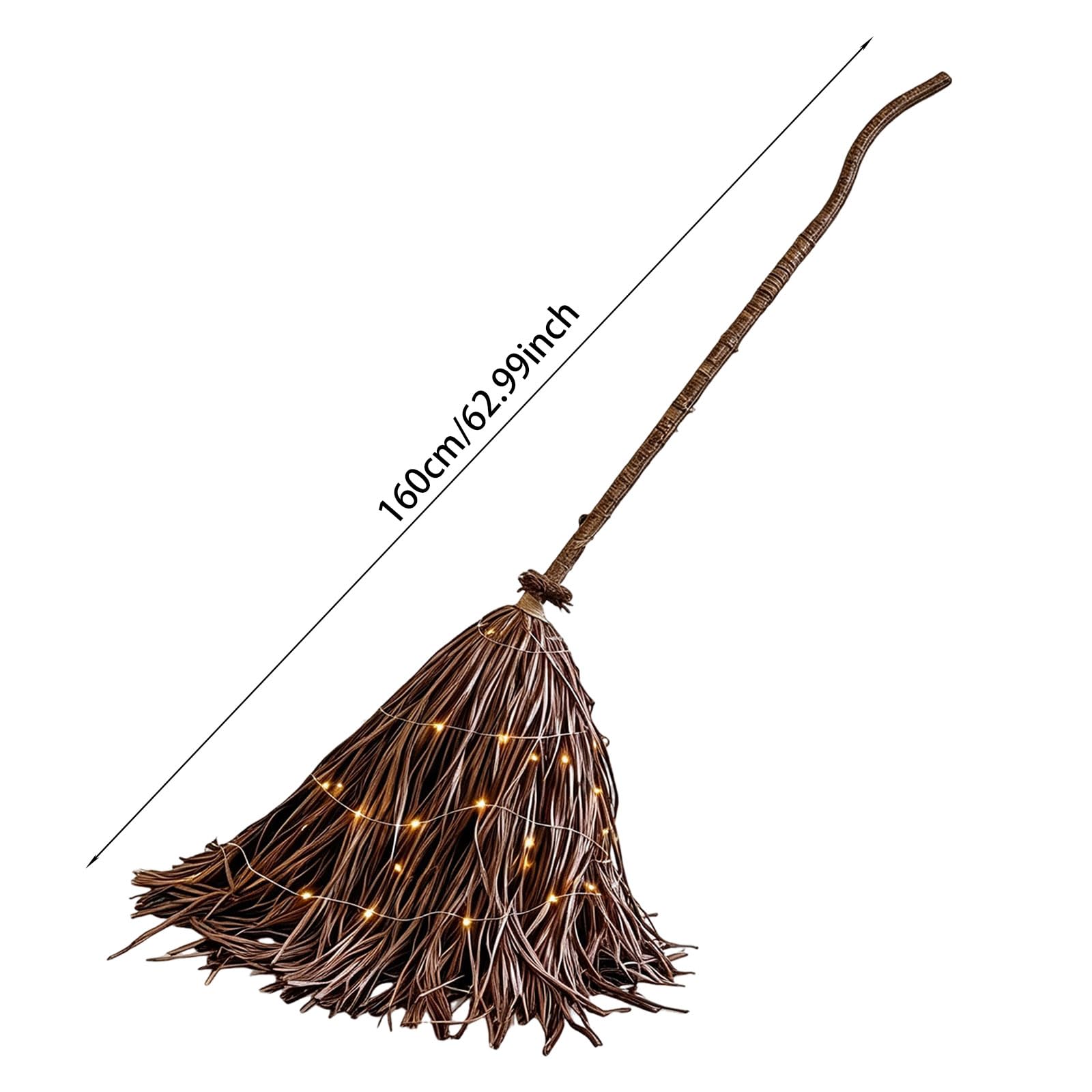 Scopa gigante da strega illuminata da 1,68 m con luci LED bianco caldo, decorazione autunnale rustica in stile fattoria per interni ed esterni, porta d'ingresso, portico, patio, (Coffee, One Size)