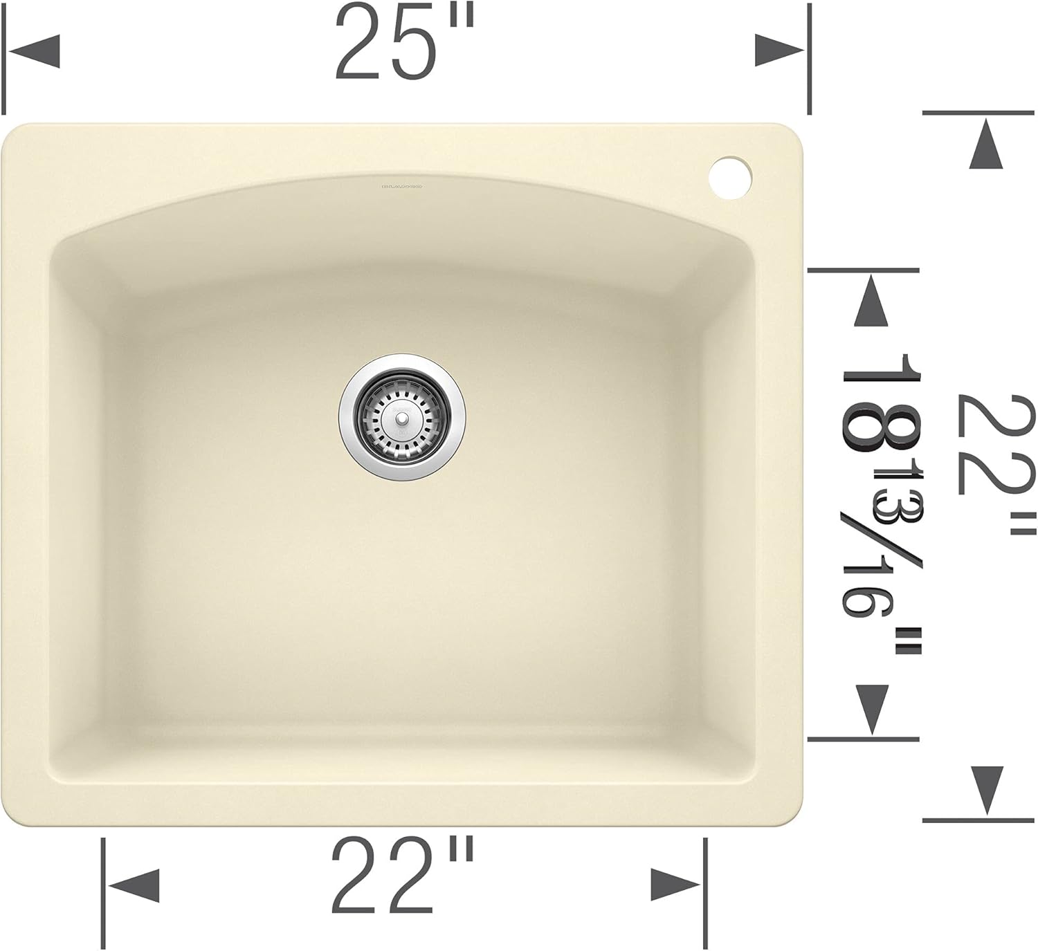 Blасk Frіdау Sаlе 2022 BLANCO, Biscuit 440212 DIAMOND SILGRANIT Drop-In or Undermount Kitchen Sink, 25 X 22