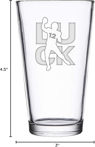 Miniatura 4 de Hat Shark Football Sports Athletic Player - Vasos de pinta grabados con láser para cerveza, jarra de 16 onzas (Brady #12)