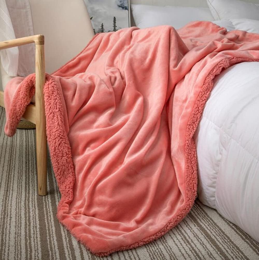 Soft Coral Fleece Thick Double Sided Fluffy Bed Blanket,Lightweight Air Conditioning Throw Nap Blankets for Sofa Chair Office,Army Green 31"x55"