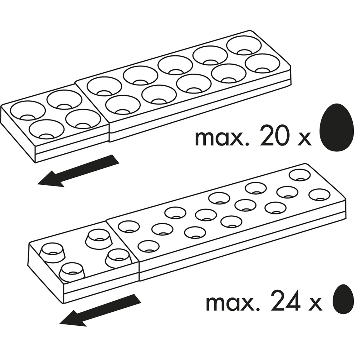 Liebherr Eierhalter für Kühlschrank - verstellbar Eierspänder Kühlschrank 20 Eier groß - 24 Eier klein, Kunststoff