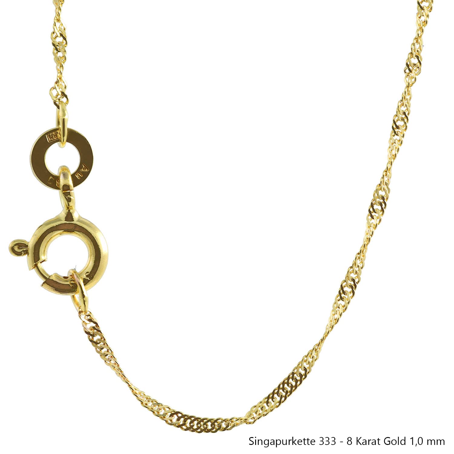 Singapurkette Halskette 333-8 Karat Gold Auswahl, Breite:1.0 mm, Länge:45 cm, Legierung:333-8 Karat Gold