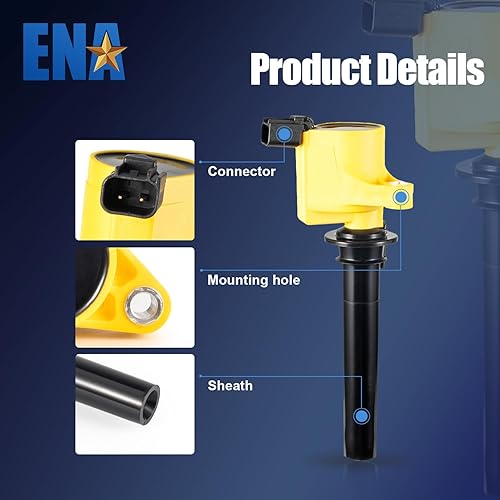 Miniatura 2 de ENA Juego de 6 bobinas de encendido amarillas 2001-2008 compatibles con Ford Mercury Mazda Tribute Mariner Escape Five Hundred Freestyle Montego