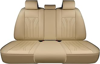 FLORICH Rear Seat Covers Leather Car Seat Covers Waterproof Back Seat Cover Automotive Seat Covers Universal Seat Cushion Protector for Most Cars Trucks SUV-Beige