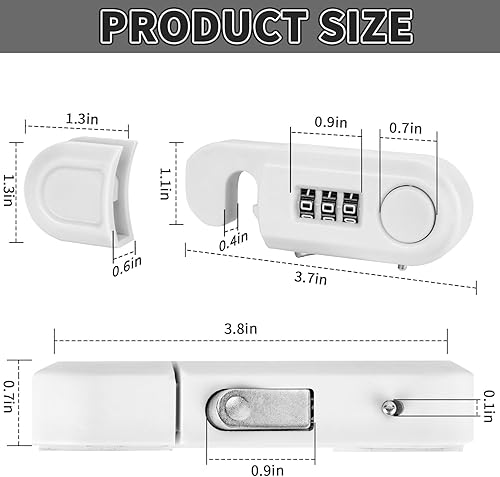 Miniatura 7 de Cerraduras de gabinete a prueba de bebés, paquete de 4 cerraduras para nevera para niños, a prueba de niños, cerradura de puerta de congelador para