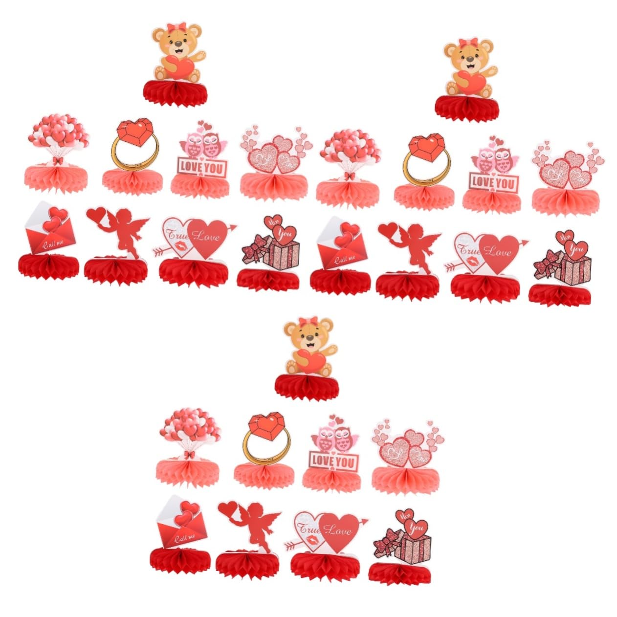 PRETYZOOM 3 Juegos Decoración del Día De San Valentín Panales Decoración De La Mesa del Día De San Valentín Decoración San Valentín Adornos Fiesta Bolas De Papel Adornos De Panal 9 Uds * 3