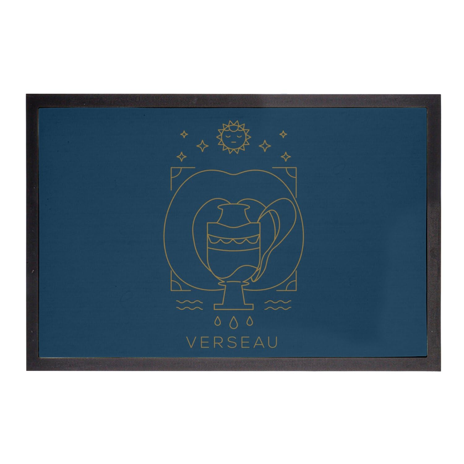 Paillasson Bleu Verseau 75x50cm tapis astrologie bohème
