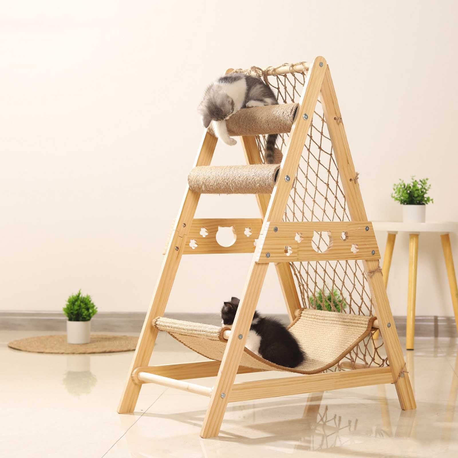 Amazon | キャットタワー キャットタワー 木製 爪研ぎ おもちゃ付き