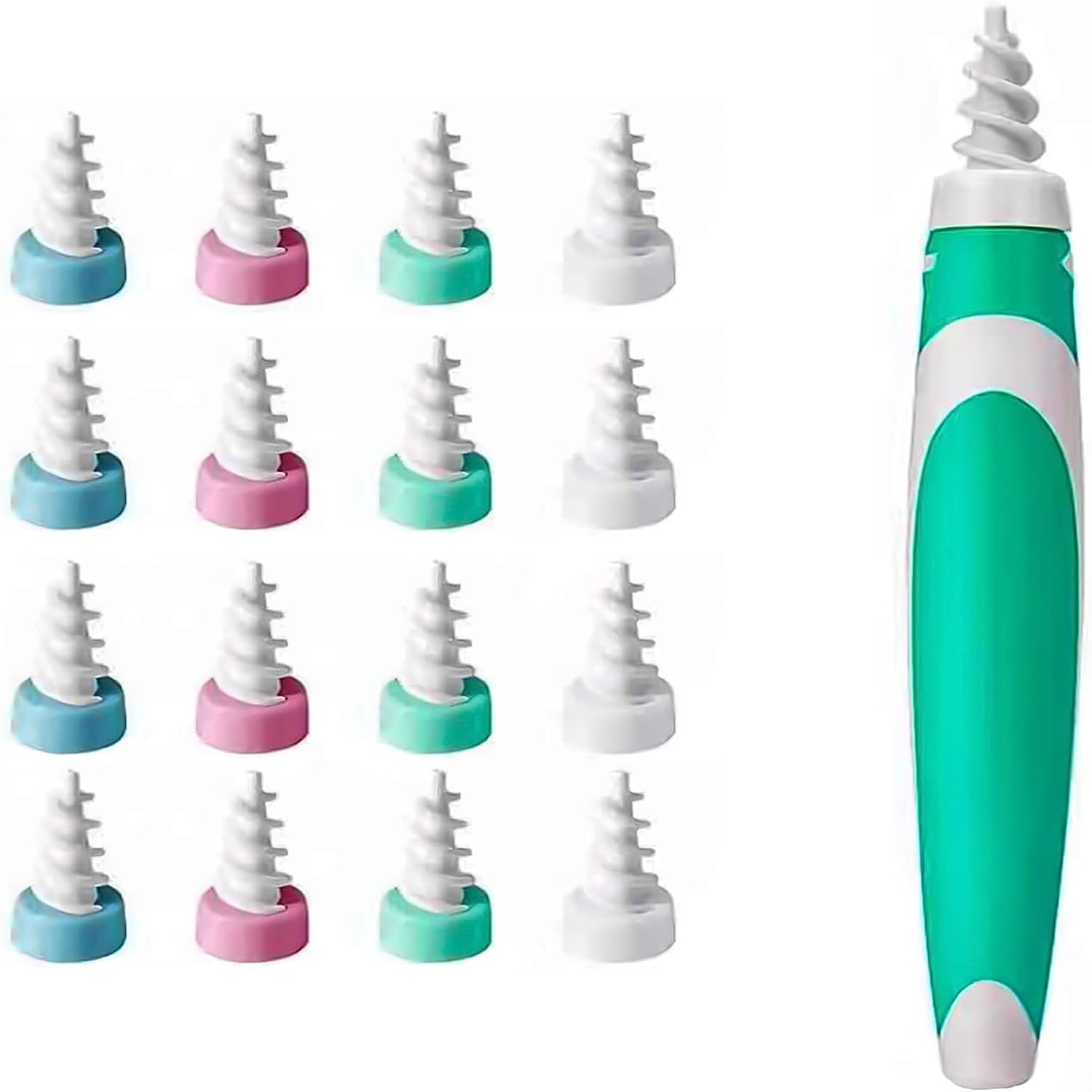 ALMEKAQUZ Earwax Removal Tool, Safe Spiral Earwax Removal Tool Kit with 16 Pcs Soft and Flexible Replacement head Upgraded Safe Ear Cleaning Tool