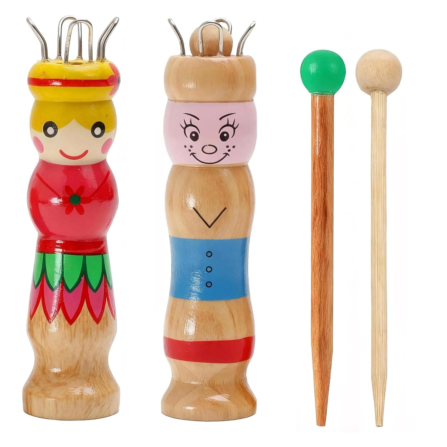 Gansdnek 2 Pack Knitting Dolly Set, Beginners Knitting Kit, DIY Knitting Spool with Needle Wooden Crochet Machine for Socks Scarves Headbands Hats