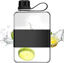 Garrafa de água plana, garrafa de água quadrada à prova de vazamento, garrafas de água planas e finas para viagem, sem BPA, garrafa de água para meninas, para atividades físicas, atividades ao ar