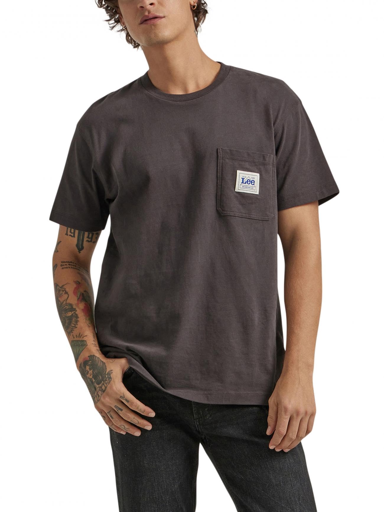 Lee Men's Washed Black Workwear Short Sleeve Tee, 42/44