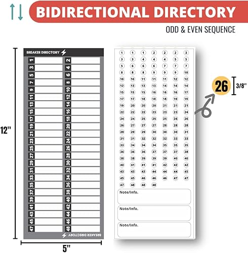 Miniatura 6 de Etiqueta de directorio de disyuntor de papel de vinilo no desgarrable de alta calidad con pegatinas de fusibles para panel de fusibles, letrero