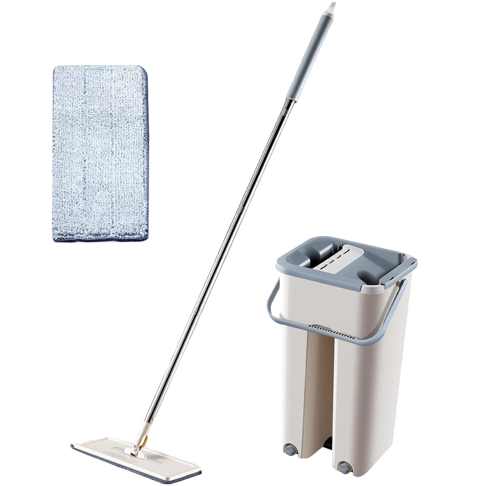 Flat Mop,Flat Squeeze Mop and Bucket | Multifunctional Flat Mop and Bucket with Wringer Set for Home, Professional Floor, Wall Mop Cleaner with Ergonomic Handle
