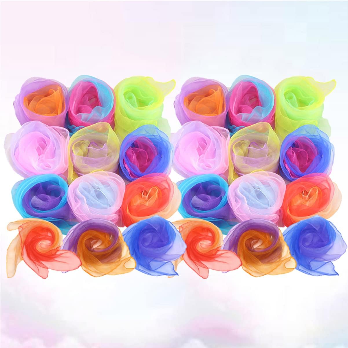 Ipetboom 24pcs Juggling Dance Scarves Soft Silk Scarves Boys and Girls Dance Props Stage Decorations for Girls Boys Silks Random Color
