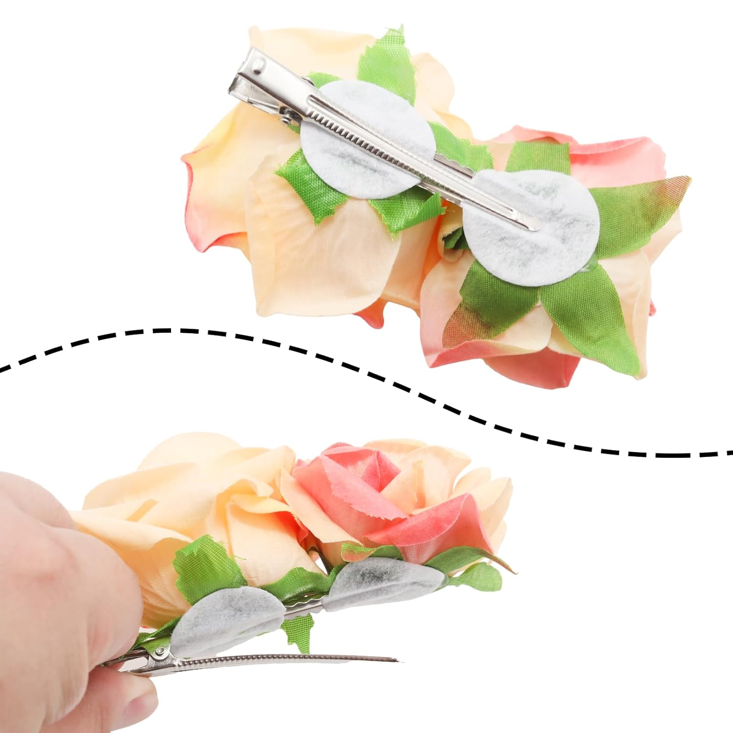 Orange Rose Hair Clip Comb Orange Hair Accessories Flower Bohemia Hairpin - Image 3