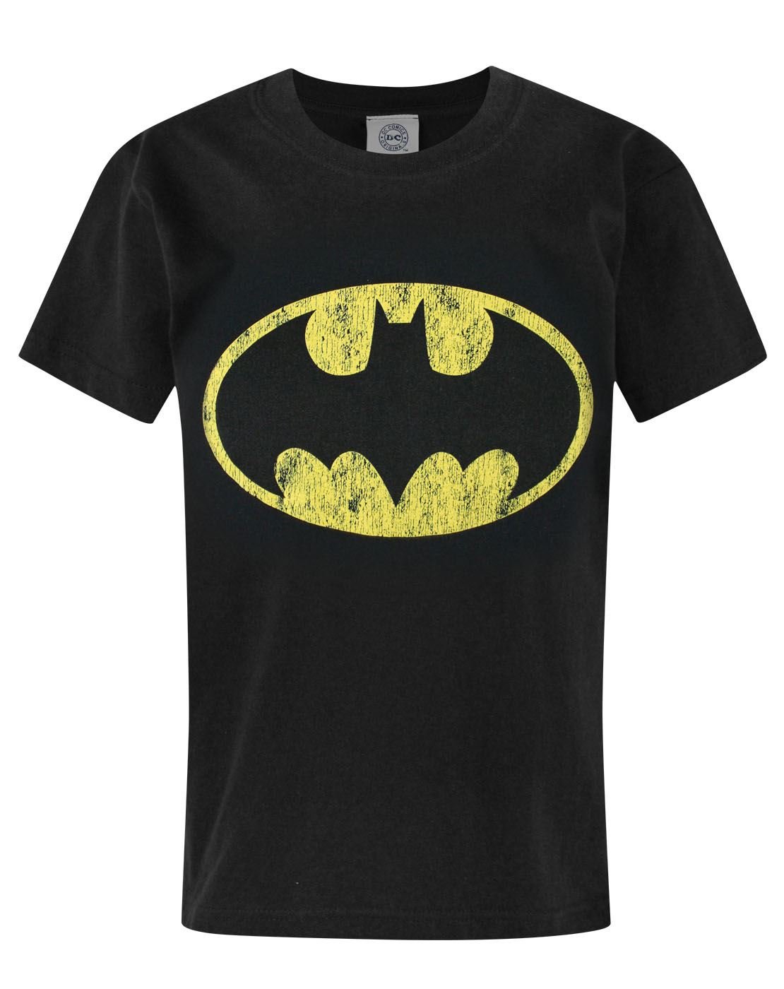 DC ComicsBatman Distressed Logo T-Shirt Black Short Sleeves Top for Boys and Girls