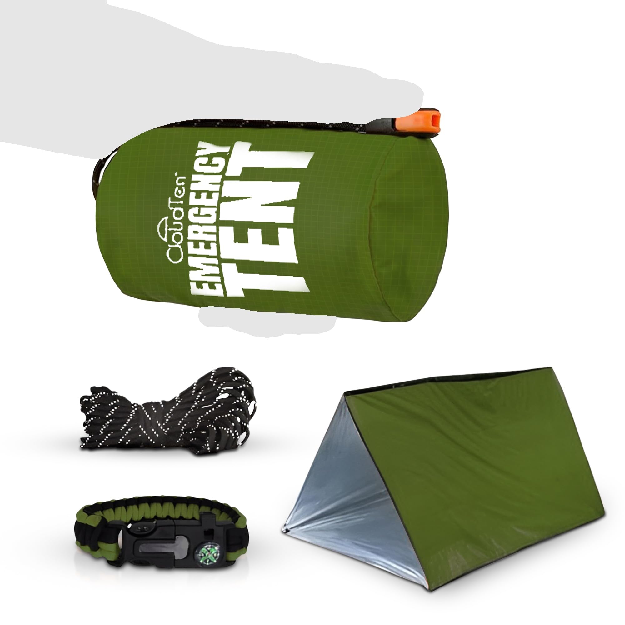 CloudTenEmergency Tent: Lightweight 2 Person Survival Tent with Multi-Function Paracord Bracelets - Essential Survival Gear & Bug Out Bag Items for Preppers, Hikers, Survivalists, Campers, Boy Scouts