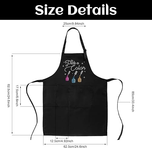 Miniatura 7 de SATINIOR Christmas I Do Nails Nail Tech - Delantal de cosmetología con diamantes de imitación coloridos, 2 piezas, delantal impermeable para uñas