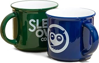 Sleepy Owl Ceramic Mugs Set of 2 | 350ml Capacity | Microwave Safe | Handcrafted | Large, Stylish Coffee Cup | Tea, Coffee, Milk, Latte, Hot/Cold Drinks